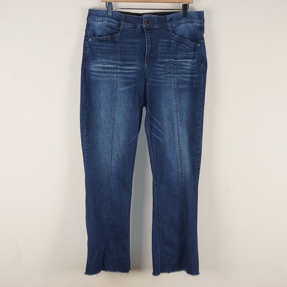 Wit & Wisdom AbSolution Itty Bitty High Waist Slit Hem Bootcut Dark Jeans 16W